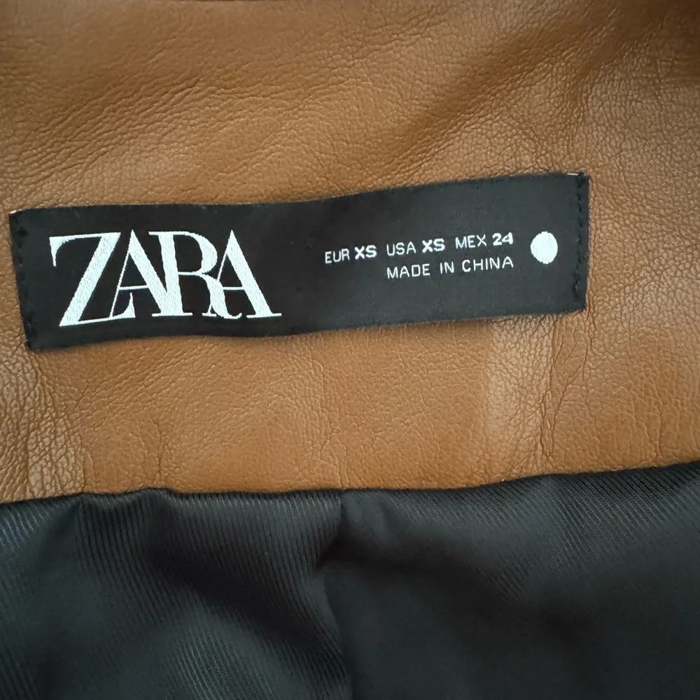 Zara Brown Faux Leather Blazer - Picture 11 of 13